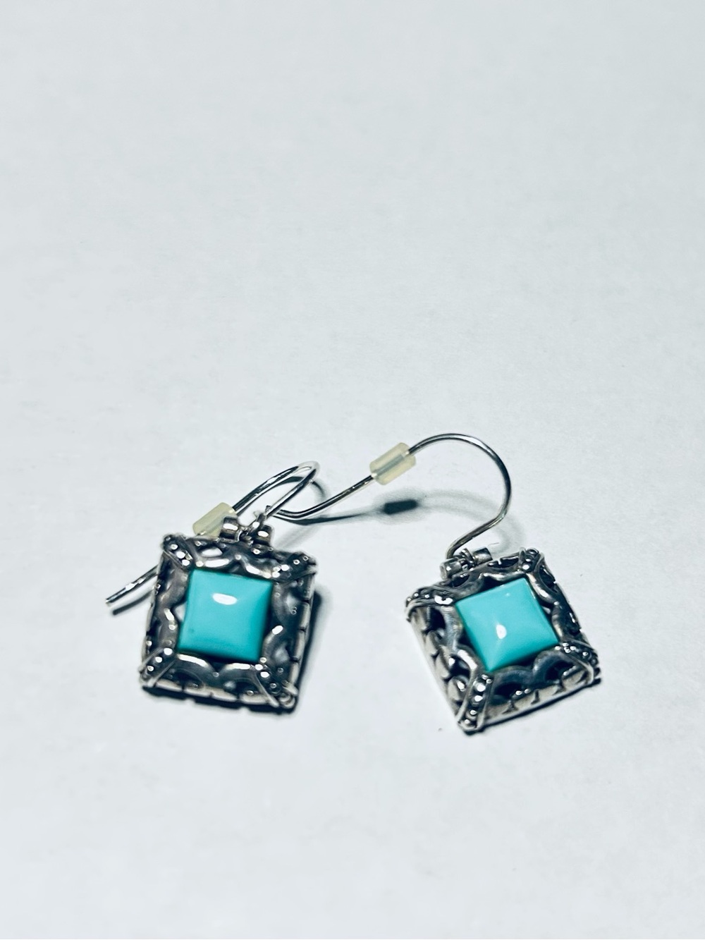 NWOT Vintage 925 Square Turquoise Drop Earrings